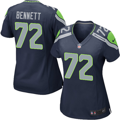 Women's Game Michael Bennett Nike Jersey Navy Blue Home - #72 NFL Seattle Seahawks